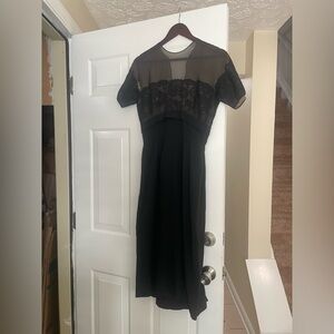 Vintage 1940s Black Lace silk Dress